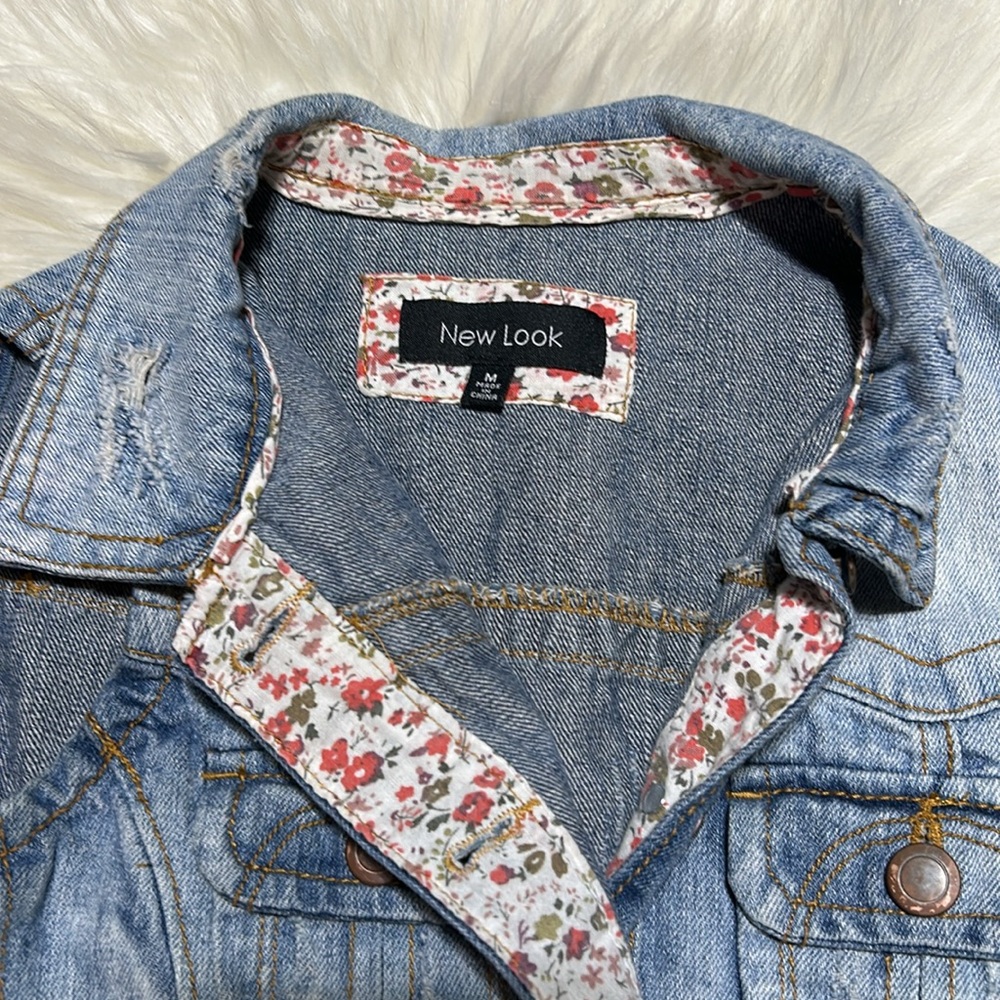 New Look Denim Cropped Distressed Vest-M-#0017 - Picture 7 of 9